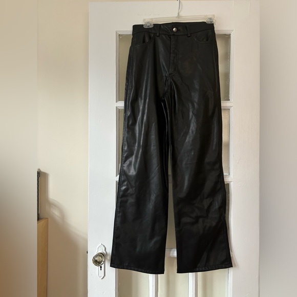 Garage Pants - NWT Garage Black Faux Leather Straight Leg Pants